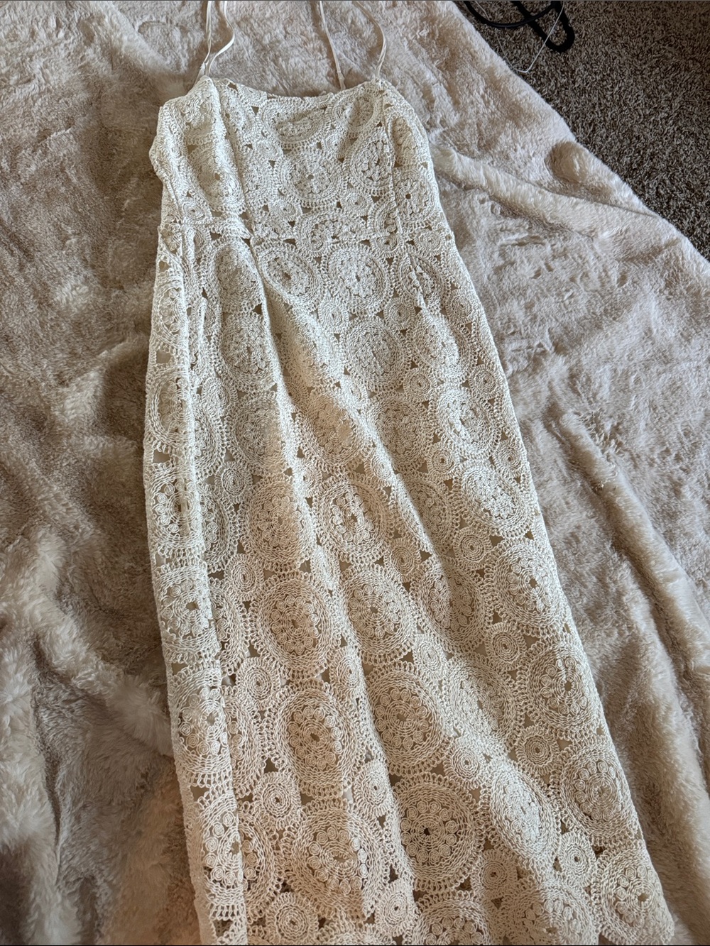 Crochet Maxi Dress in Cream